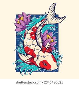 Japanese design koi vector art