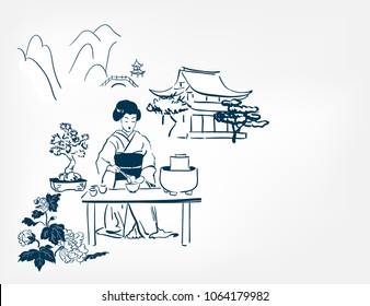 japanese design tea ceremony background women