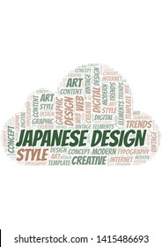 Japanese Design word cloud. Wordcloud made with text only.