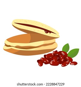 Japanese dessert Dorayaki with red bean paste stuffed