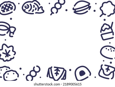 Japanese desserts and sweets pattern background for graphic design.A-size horizontal frame.