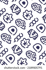 Japanese desserts and sweets pattern background for graphic design.A-size vertical.