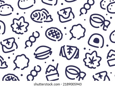 Japanese desserts and sweets pattern background for graphic design.A-size horizontal.