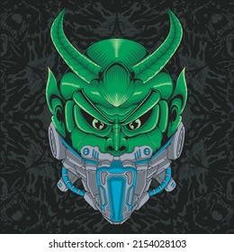 Japanese devil illustration art, Perfect for design of t-shirts, stickers, merchandise, etc.