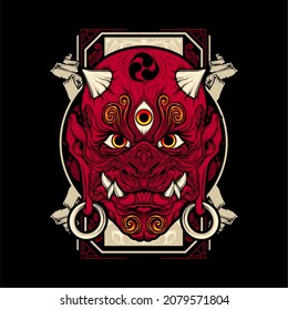 japanese devil mask with awesome background