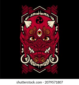 japanese devil mask with awesome background