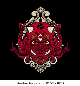japanese devil mask with awesome background