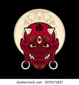 japanese devil mask with awesome background