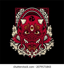 japanese devil mask with awesome background