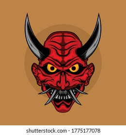 Japanese Devil Mask Color Vector