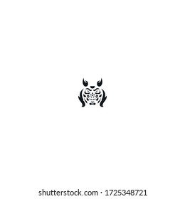 japanese devil mask logo icon design with simple line art style