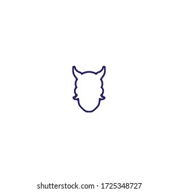 japanese devil mask logo icon design with simple line art style