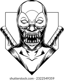japanese devil mask ninja vector illustration
