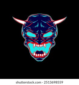 Japanese devil mask vector illustration