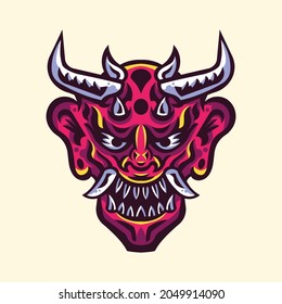 Japanese Devil Oni Mask Illustration Logo