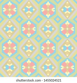 Japanese Diagonal Square Flower Seamless Pattern