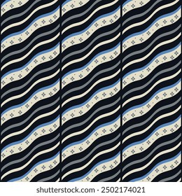 Japanese Diagonal Wave Line Vector Seamless Pattern