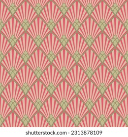 Japanese Diamond Fan Wave Vector Seamless Pattern