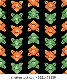 Japanese Diamond Flower Leaf Vector Seamless Pattern