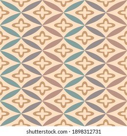 Japanese Diamond Flower Mosaic Vector Seamless Pattern
