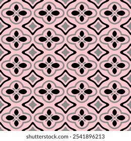 Japanese Diamond Flower Mosaic Vector Seamless Pattern