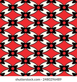 Japanese Diamond Flower Vector Seamless Pattern
