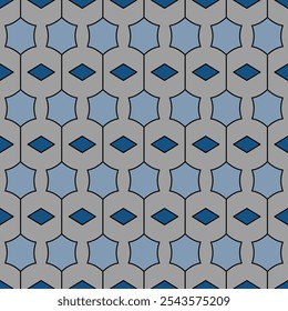 Japanese Diamond Hexagon Line Vector Seamless Pattern
