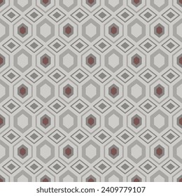 Japanese Diamond Hexagon Mosaic Vector Seamless Pattern