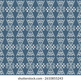 Japanese Diamond Line Motif Vector Seamless Pattern