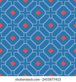 Japanese Diamond Net Line Vector Seamless Pattern