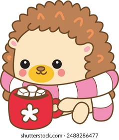 Diario japonés kawaii lindas ilustraciones de erizo.
Pegatina de Clip erizo divertido arte.
Bebe un chocolate caliente con malvavisco.