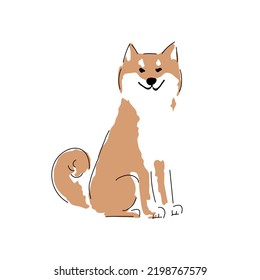 Japanese dog, Shiba Inu, Hand drawn vector illustration.