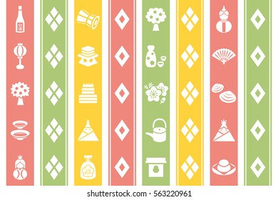 Japanese doll festival icon set.
It is written in Japanese as "rice cracker" "sweet alcohol".