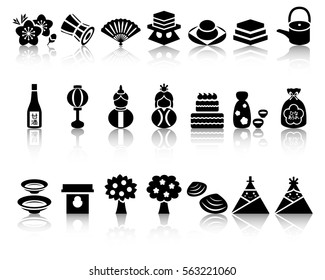 Japanese doll festival icon set.
