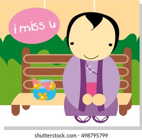japanese doll vector waiting some love