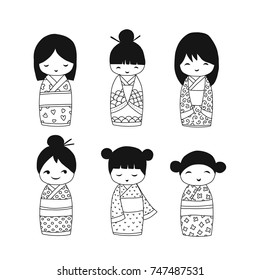 Japanese dolls collection, sketch for your design