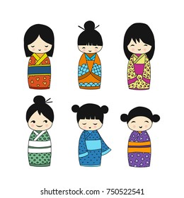 Japanese dolls collection, sketch for your design