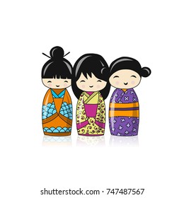 Japanese dolls, sketch for your design