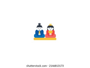 Japanese Dolls Vector Isolated Emoticon. Japanese Dolls Icon