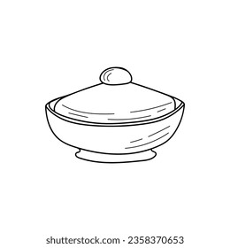 Japanese donabe pot doodle illustration in vector