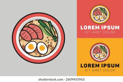 Japanese Donburi Rice Bowl Logo Icon Style