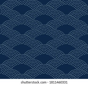 Japanese Dot Fan Wave Vector Seamless Pattern