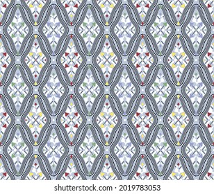 Japanese Dot Line Art Diamond Vector Seamless Pattern