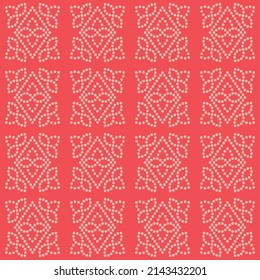 Japanese Dot Line Flower Motif Vector Seamless Pattern