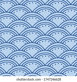 Japanese Dot Line Wave Vector Seamless Pattern