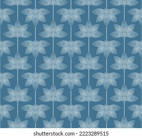 Japanese Dot Petal Flower Stripe Vector Seamless Pattern