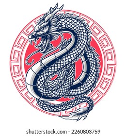 japanese dragon design with circle ornament suitable for t-shirt designs, wallpapers, tattoos and others svg