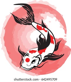 Japanese dragon fish koi created as illustration