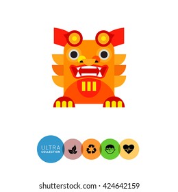 Japanese dragon flat icon