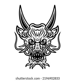 Japanese Dragon Head Vector Illustration Vintage Stock Vector (Royalty ...